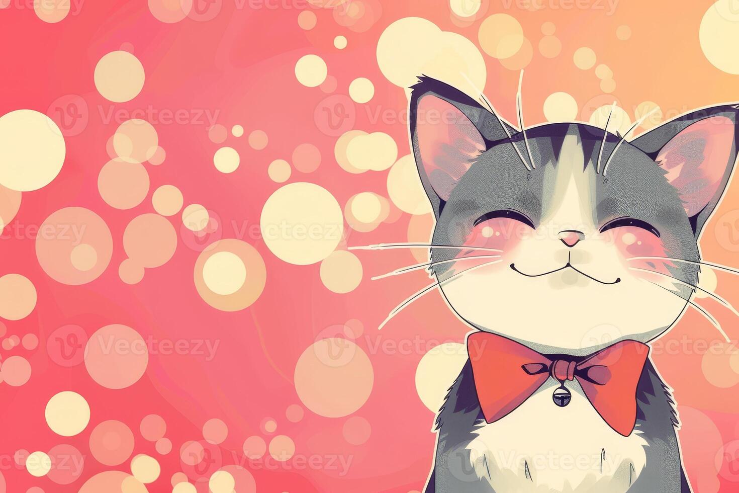 A cartoon cat wearing a bow tie and smiling photo