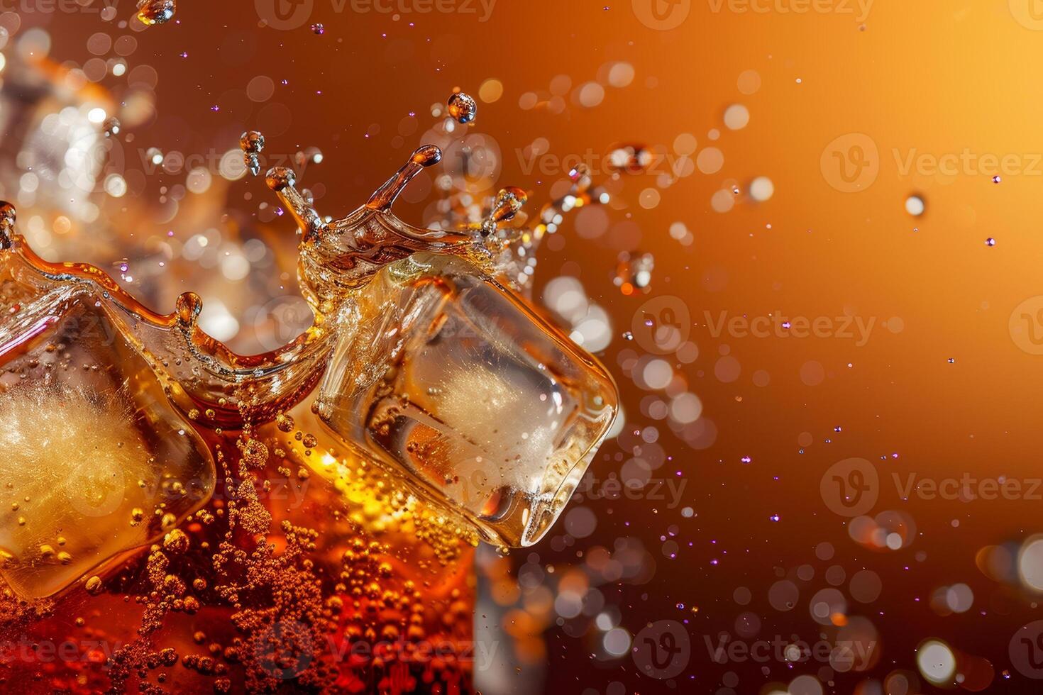 A close up of a cola with ice cubes photo