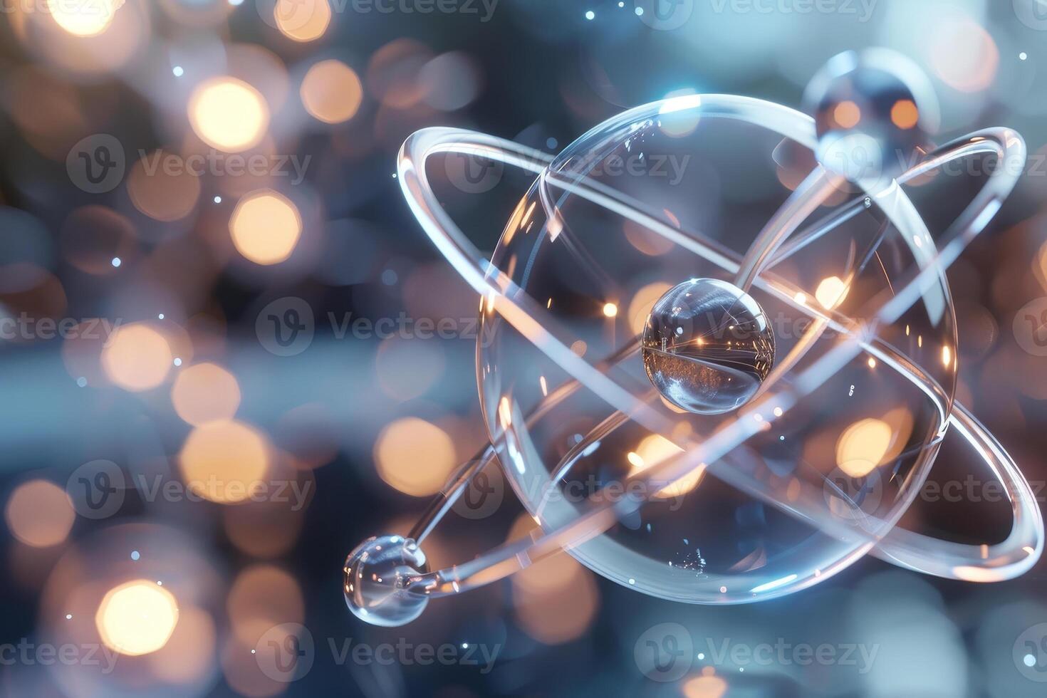 A clear sphere with a small ball inside of it photo