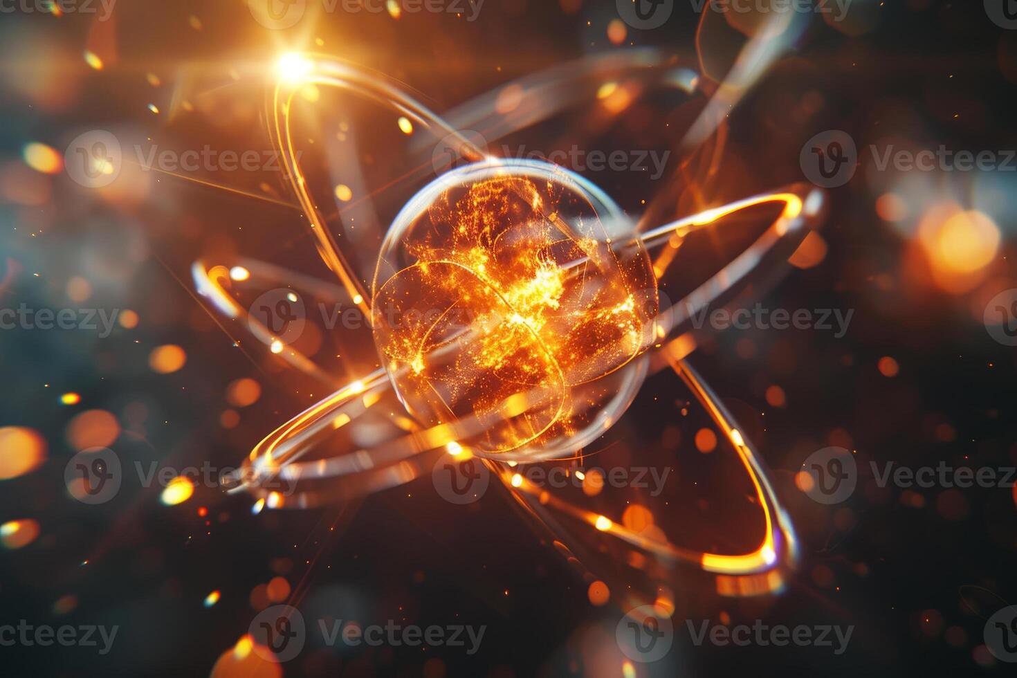 An abstract image of a glowing atom photo