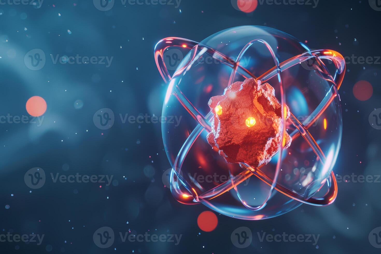 A glowing red object in a glass sphere photo