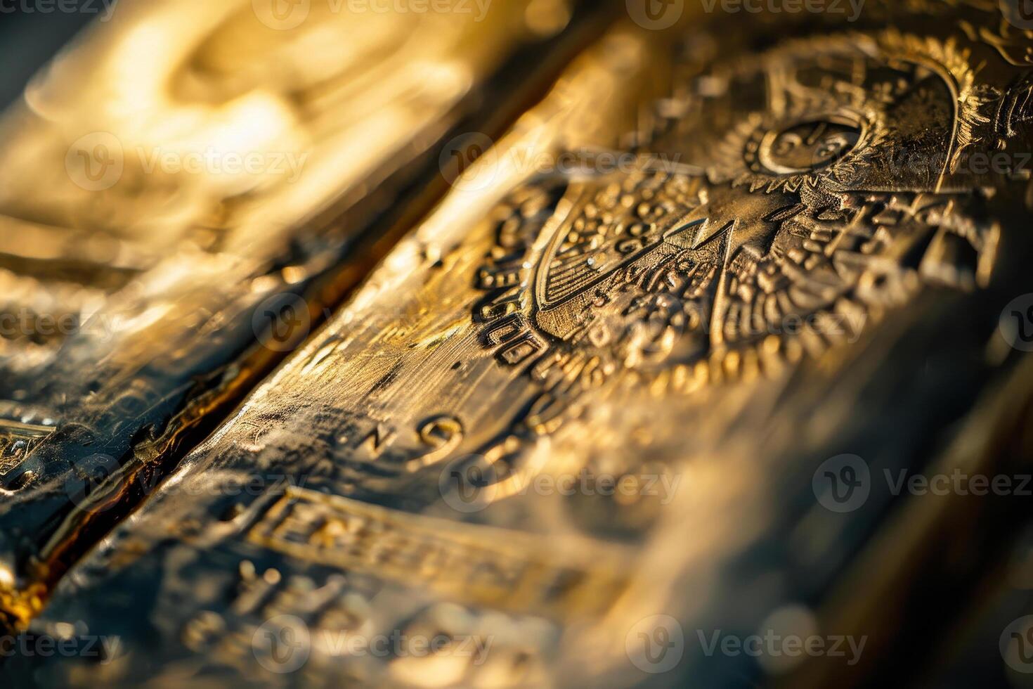 The gold coin has a design on it that looks like a cross photo