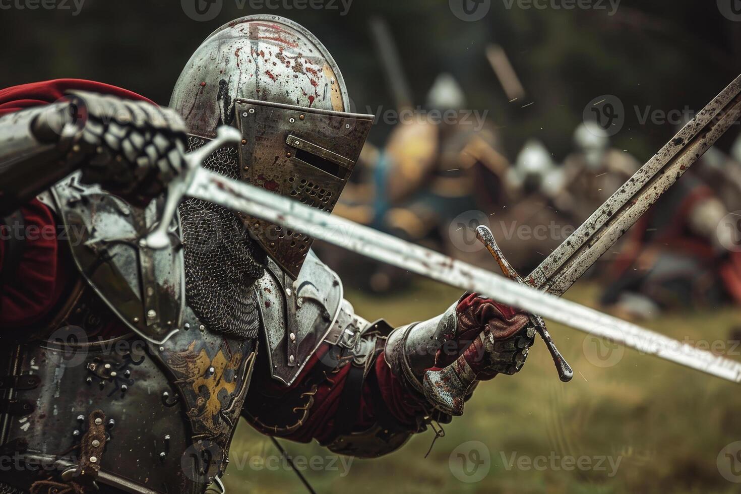 A knight in armor holding a sword photo