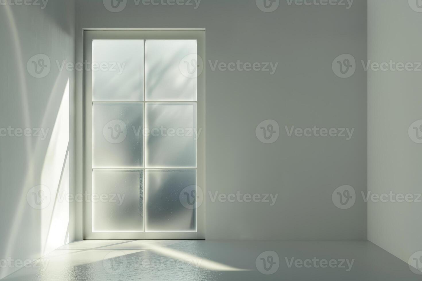 Empty room with a window and white walls photo