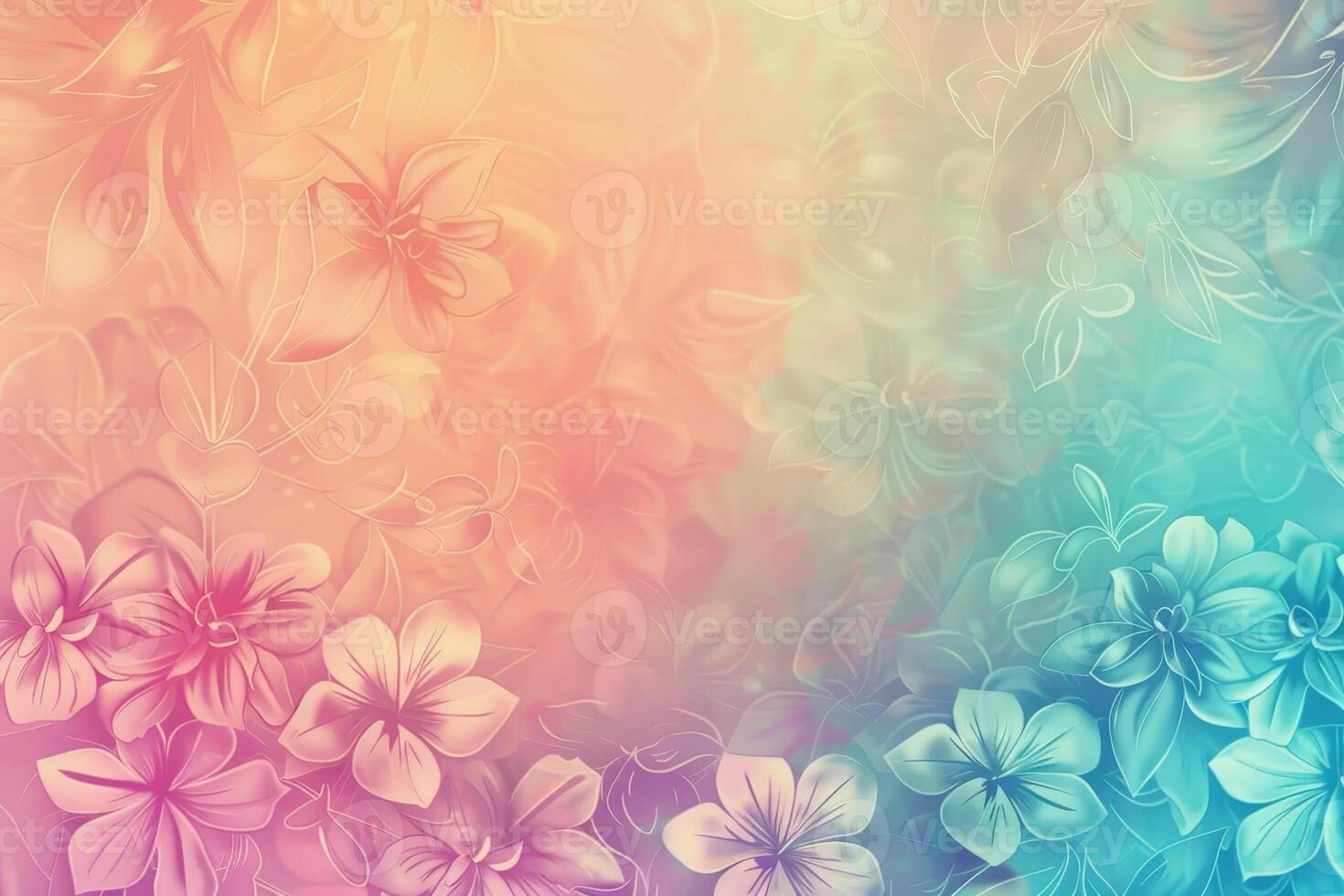 Colorful flowers on a background with a blue and pink color photo