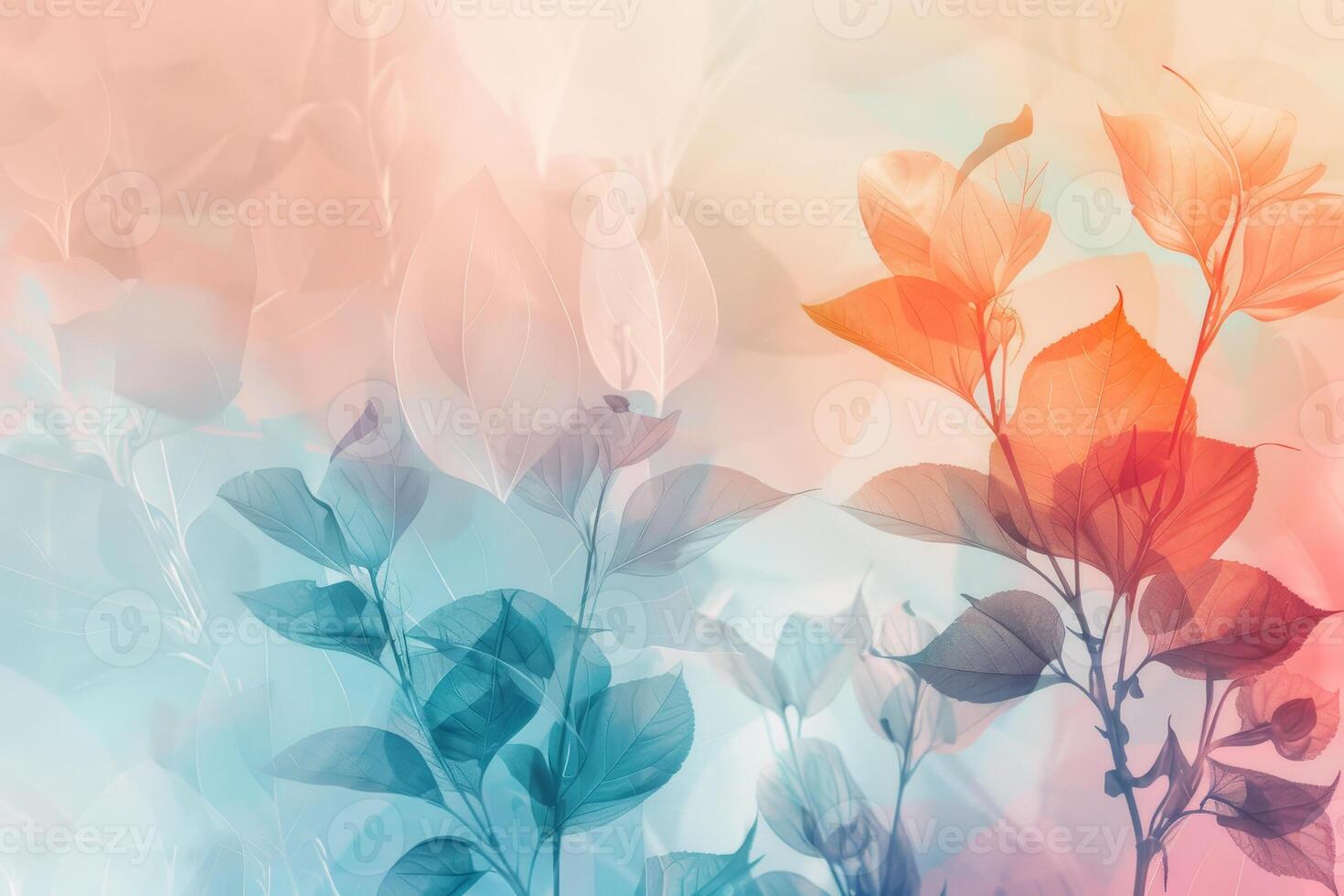 A colorful background with a leafy green plant in the foreground photo