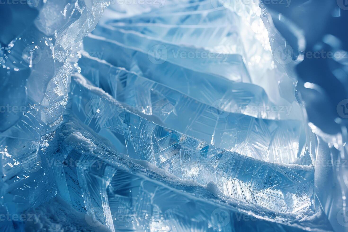 The image is of a frozen waterfall with ice crystals on it photo
