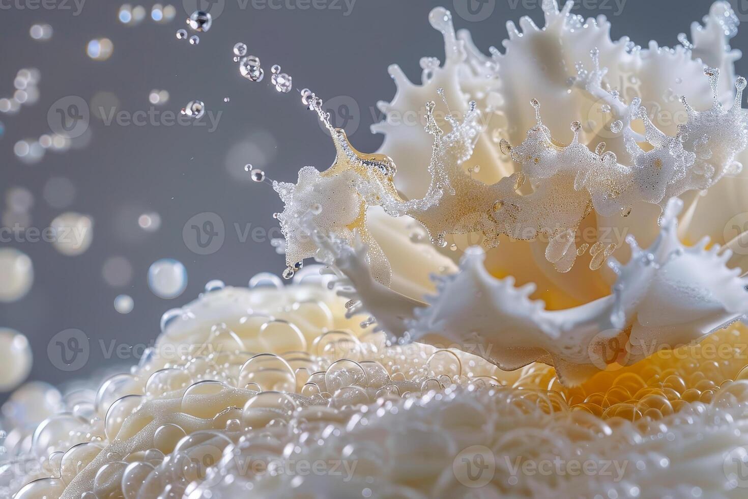 A white flower is being splashed with water photo