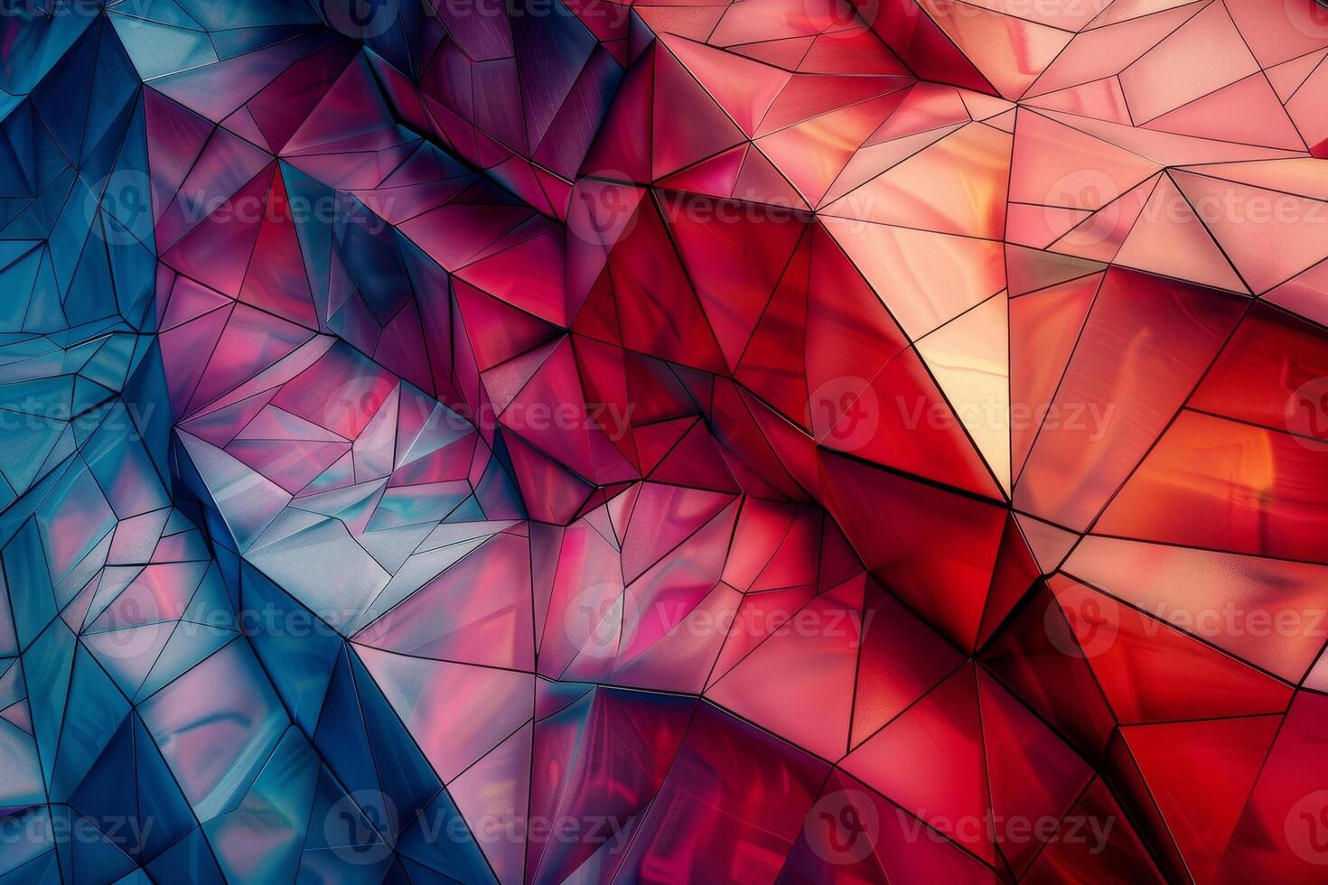 Abstract red and blue triangles on a black background photo