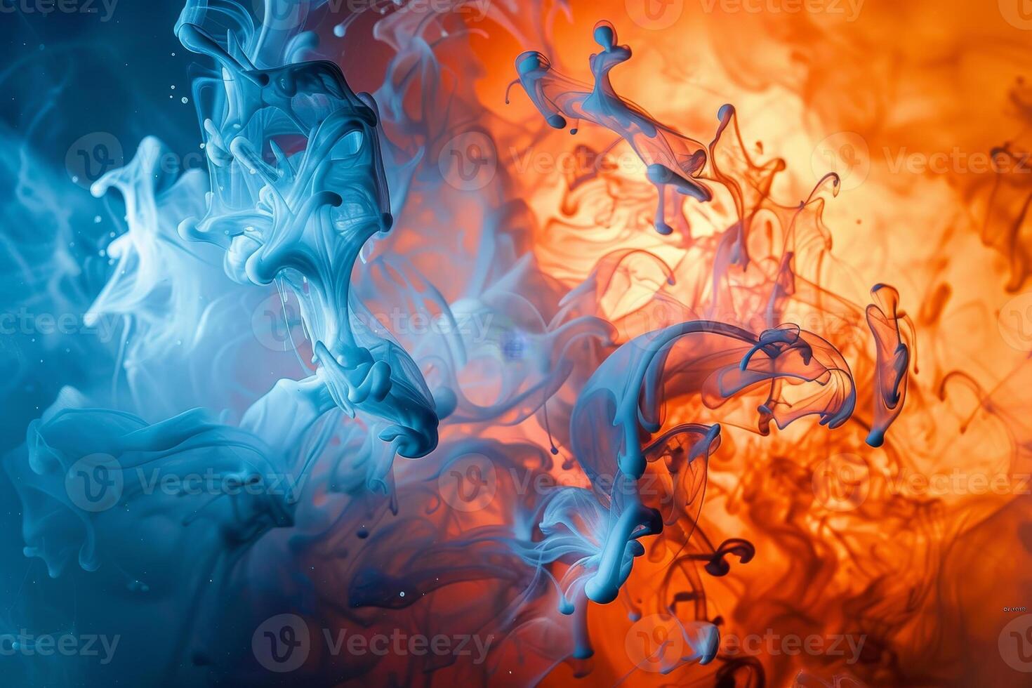 Colorful ink and water in a black and white background photo
