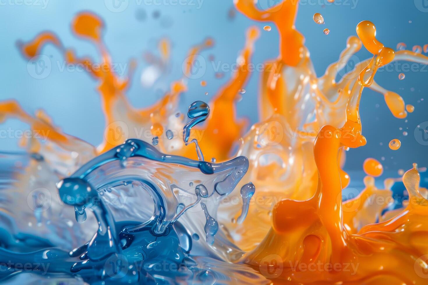 A close up of a blue and orange liquid photo