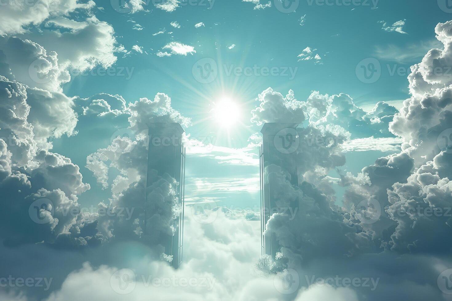 The sun is shining through the clouds in this photo