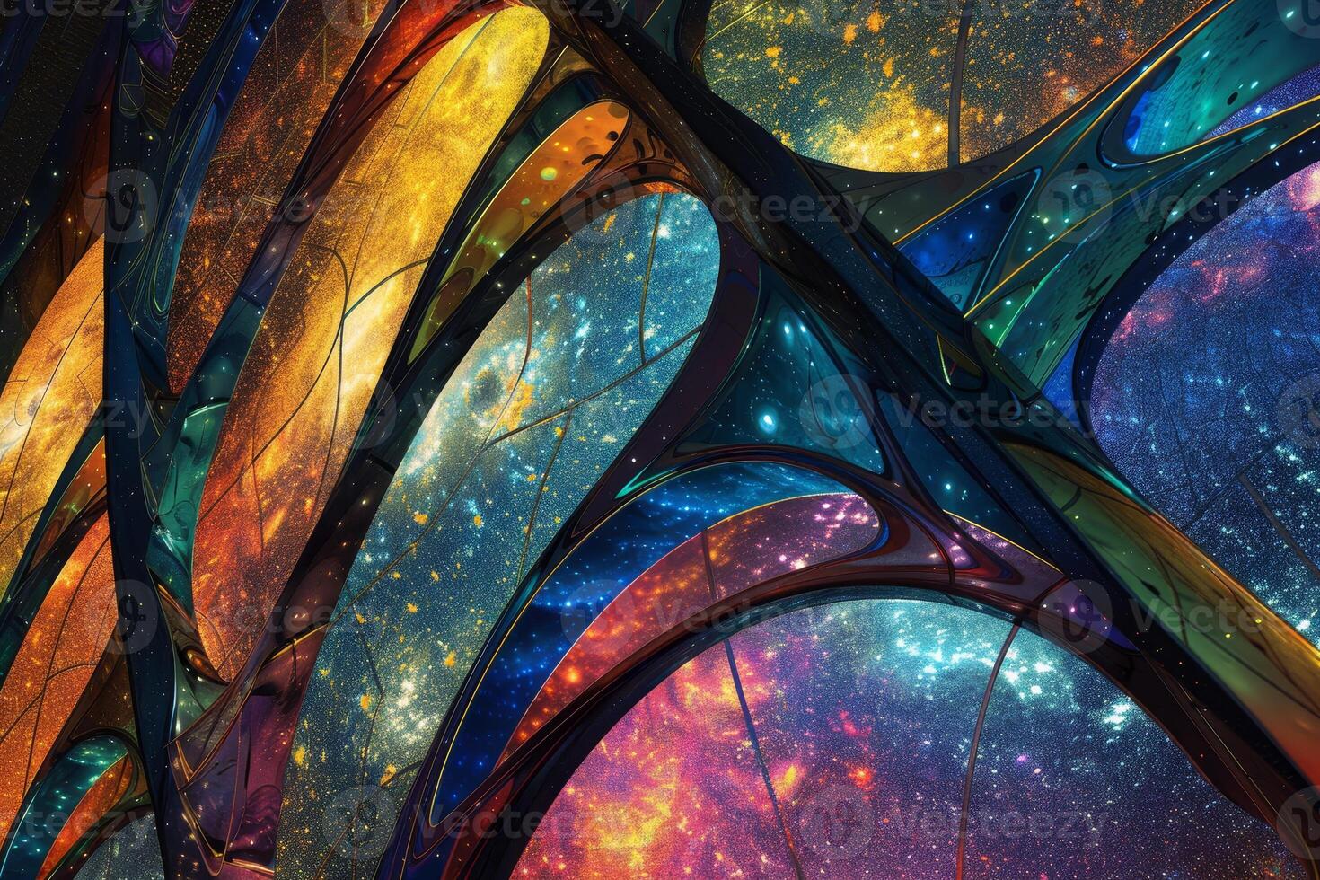 A colorful abstract art piece with many different colors photo