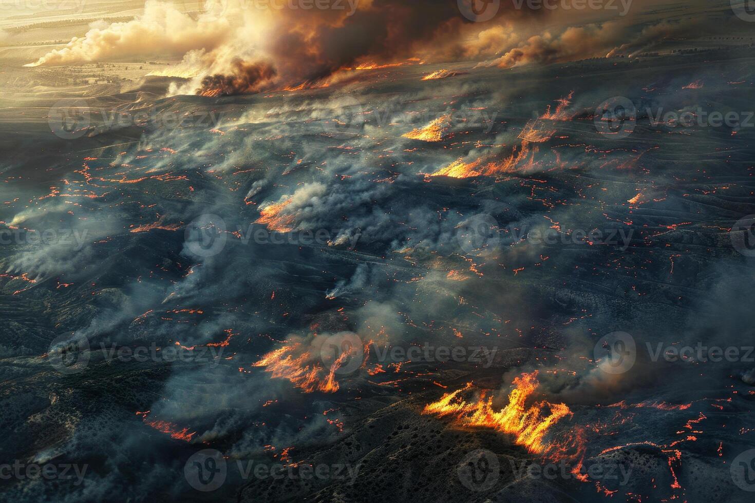 An aerial view of a fire burning in the sky photo