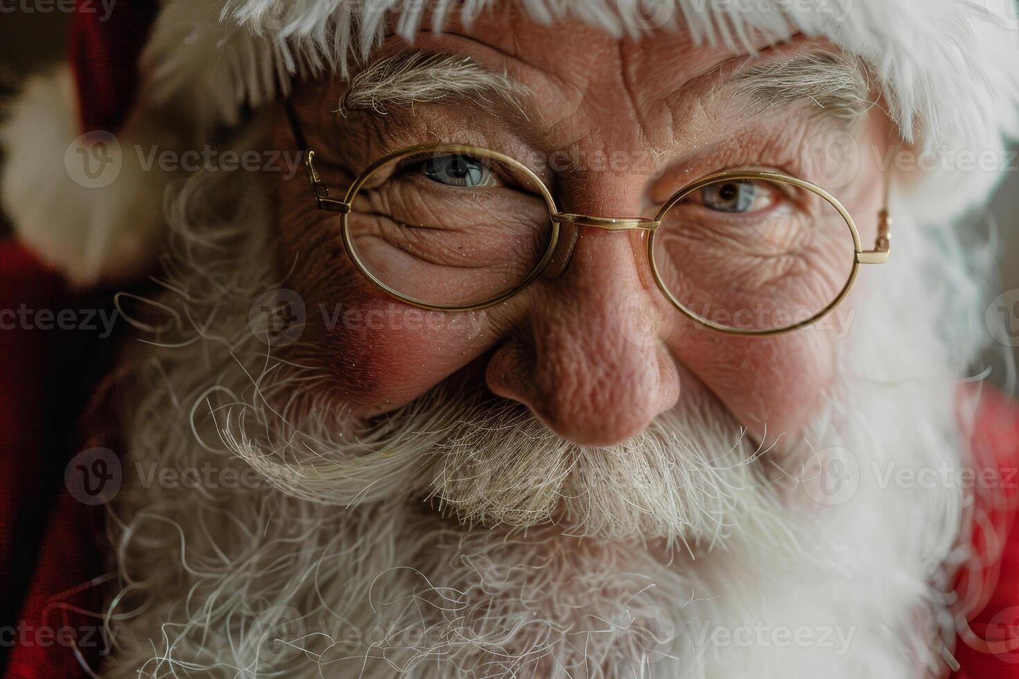 A close up of santa claus with glasses and a beard photo