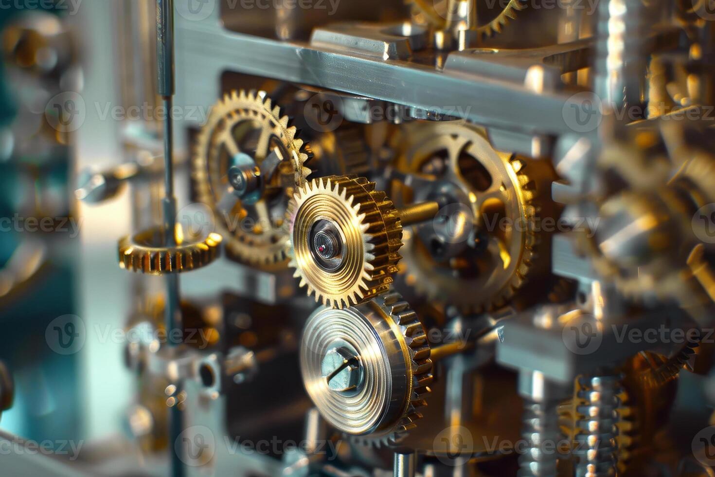 The clockwork mechanism of a clock photo