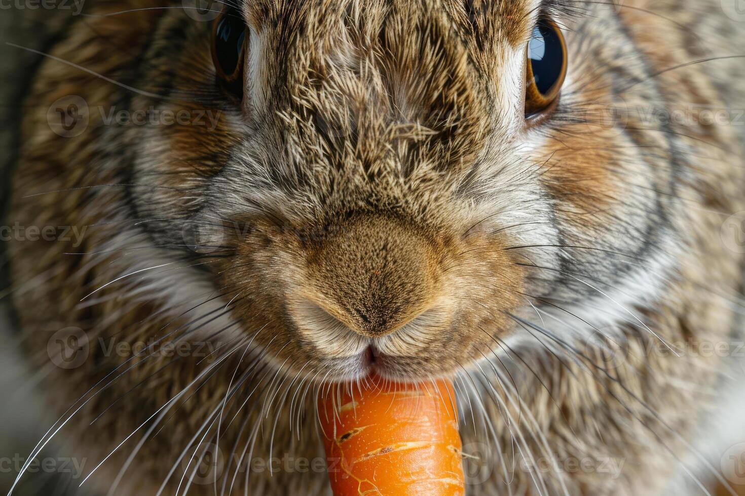 A close up of a rabbit eating a carrot photo