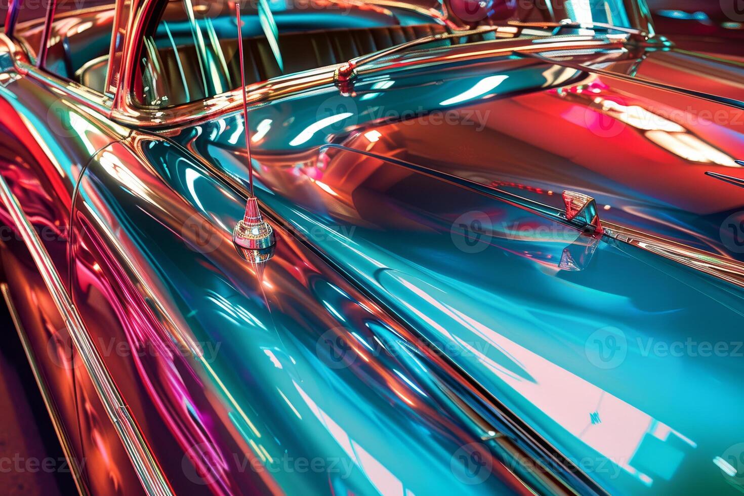 A shiny car with a bright color photo