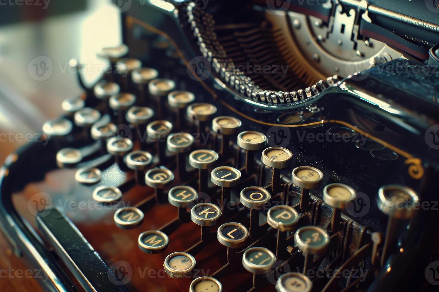 An old fashioned typewriter with keys on it photo