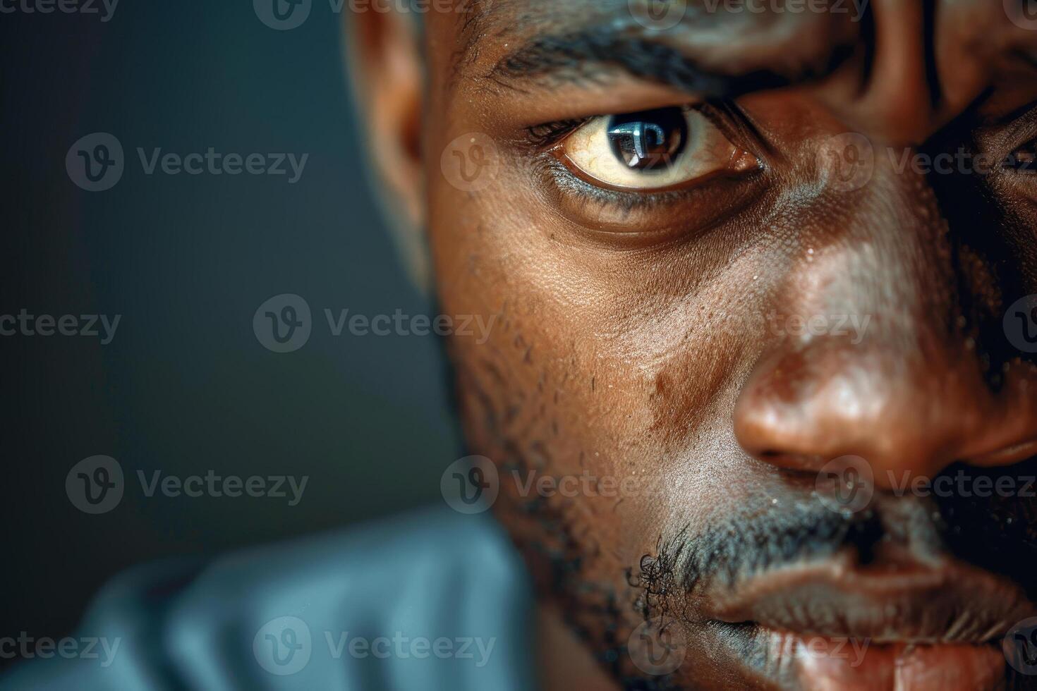 A close up of a man with a sad face photo