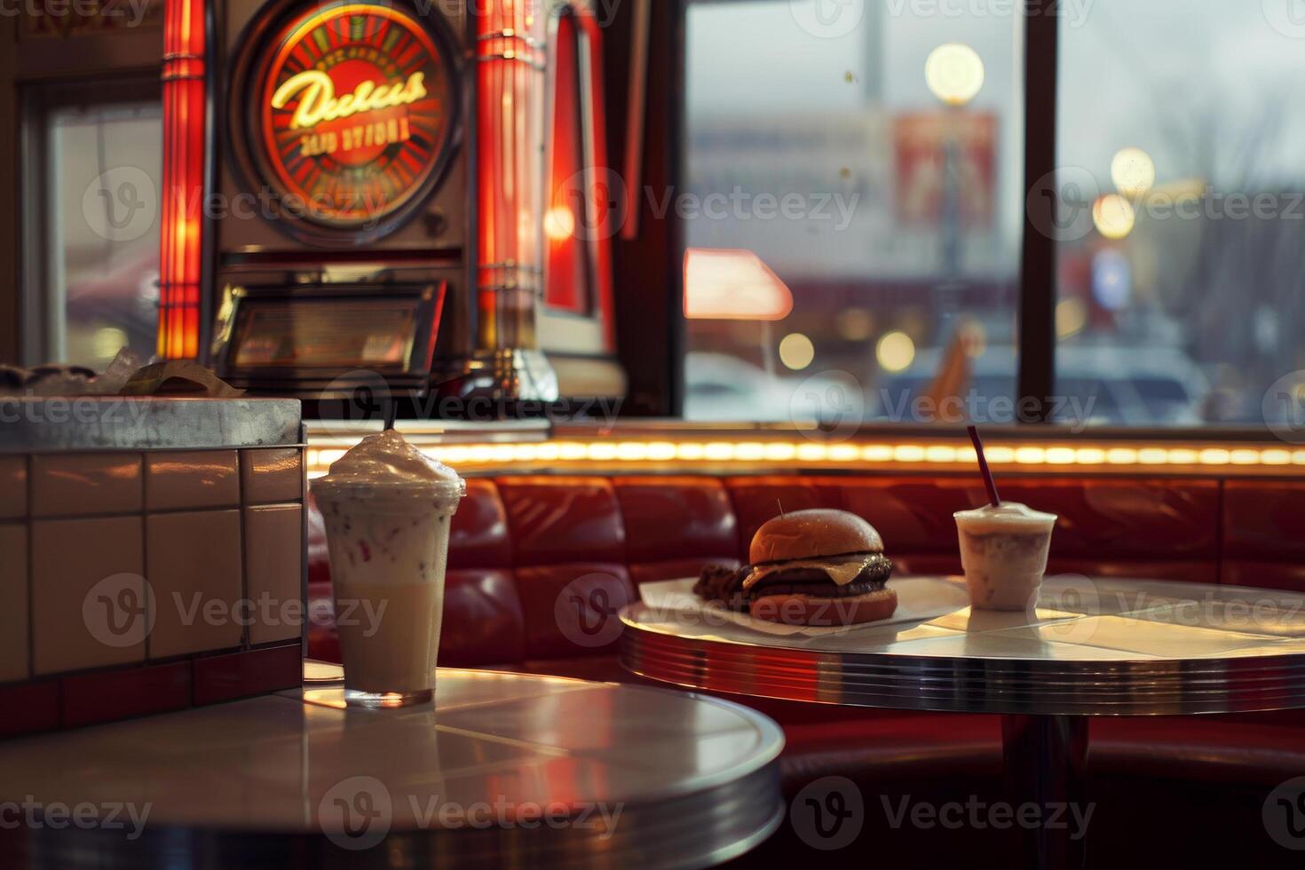 A diner with a counter and a booth photo
