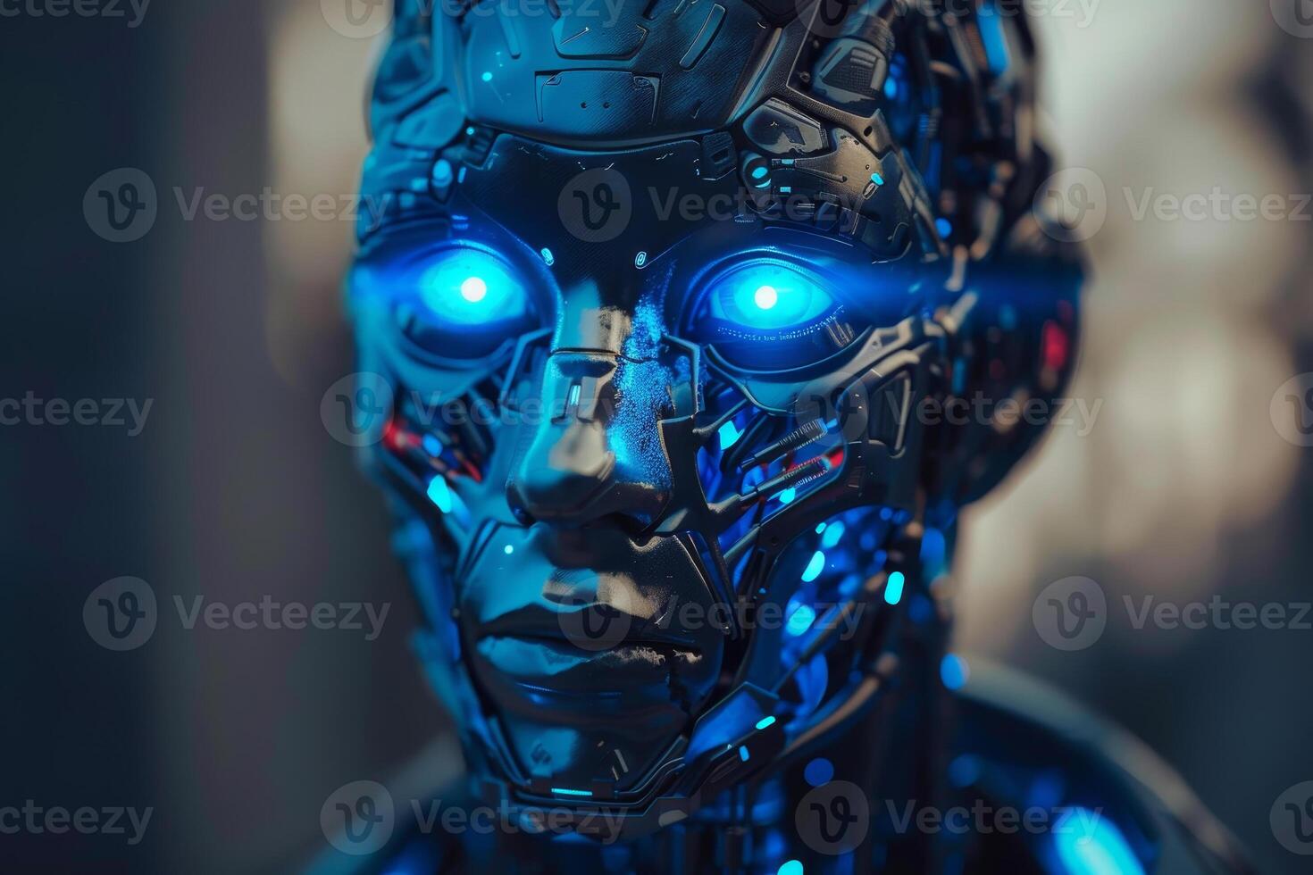 A robot with glowing eyes photo