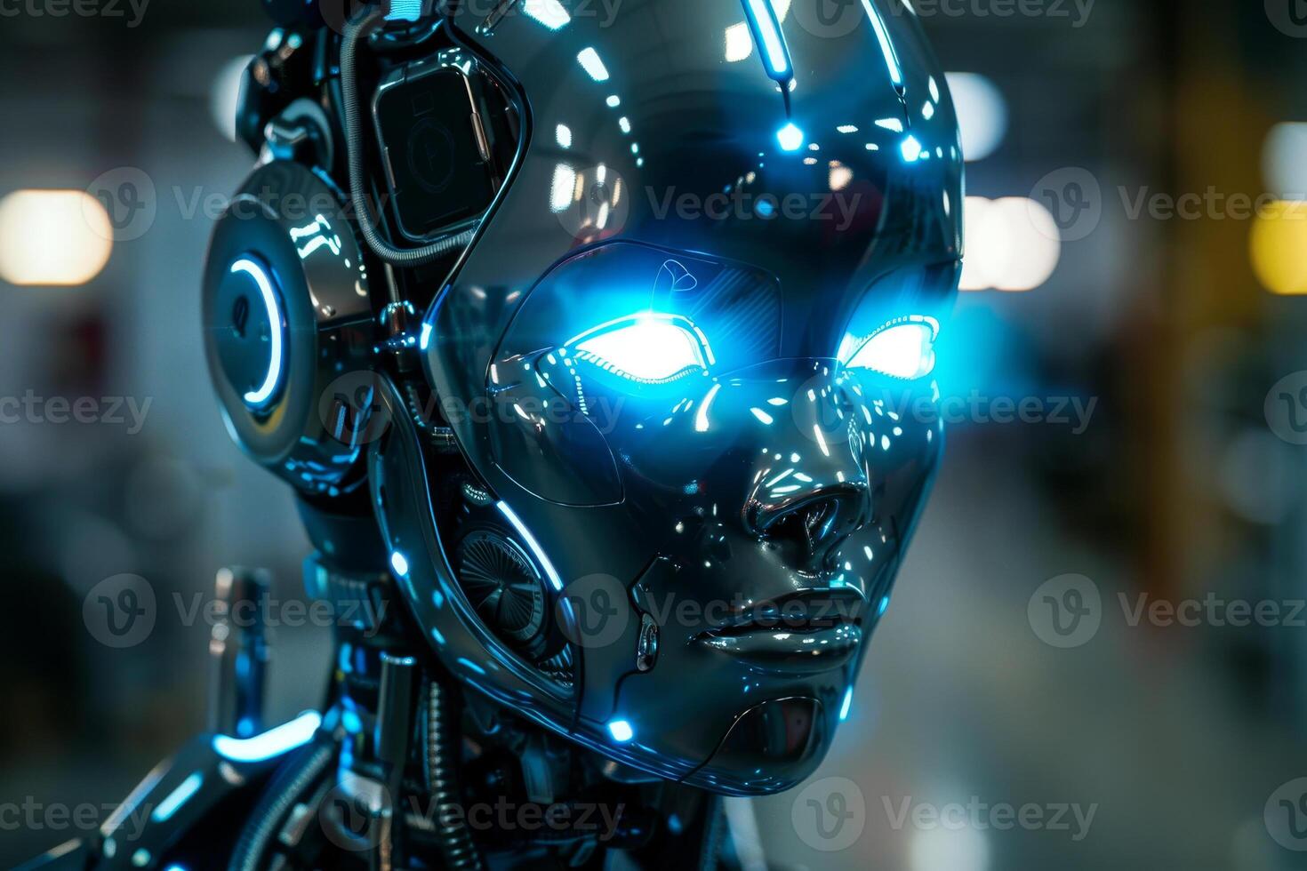 A robot with glowing eyes and glowing eyes photo