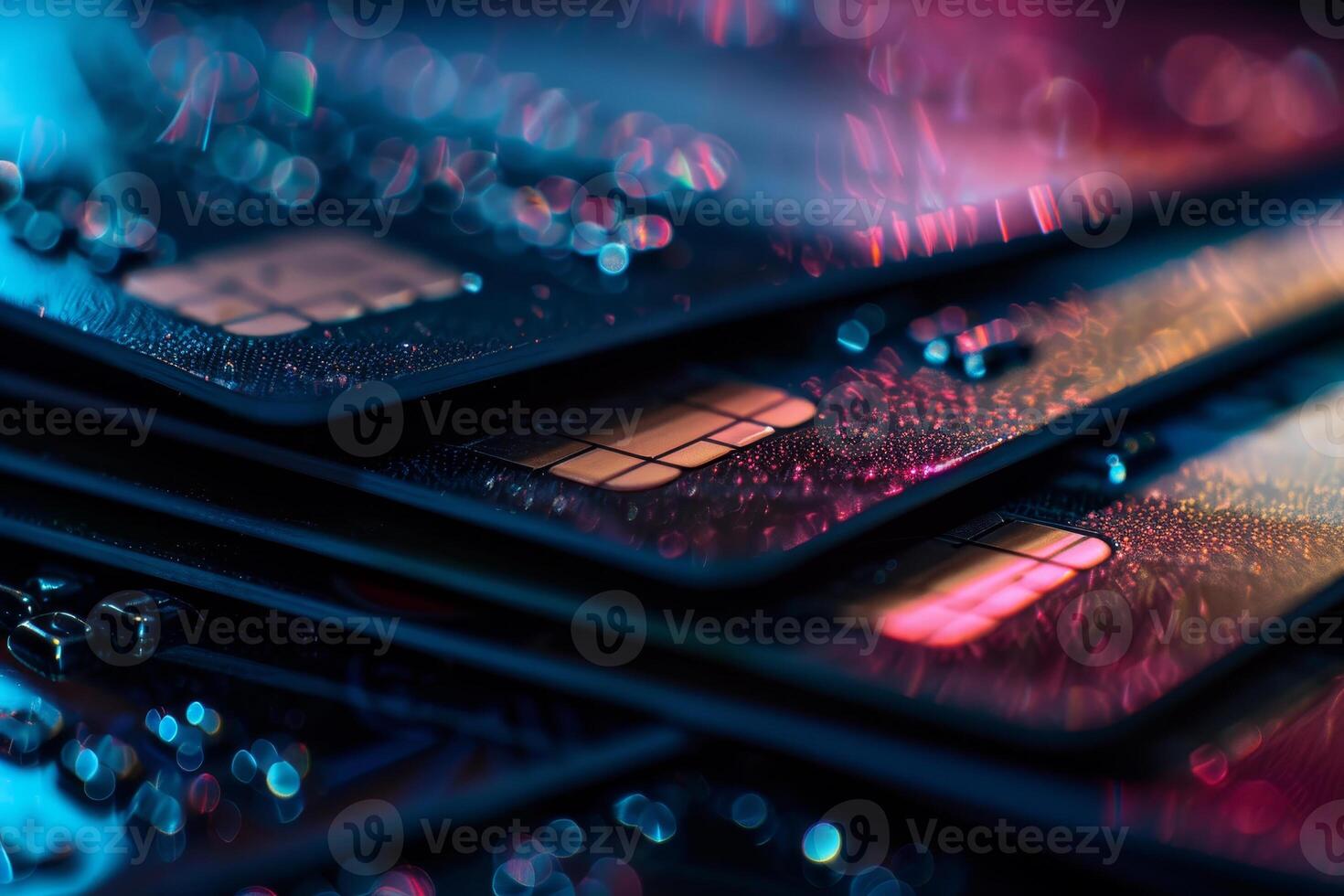 A stack of credit cards with glitter on them photo
