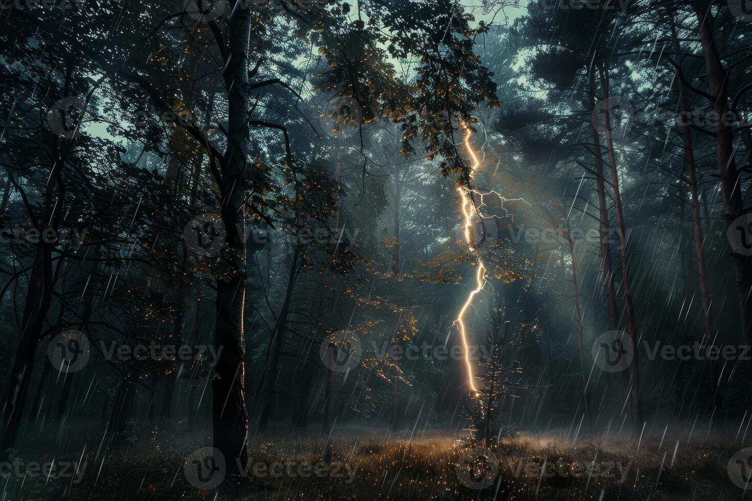 Lightning in the forest photo