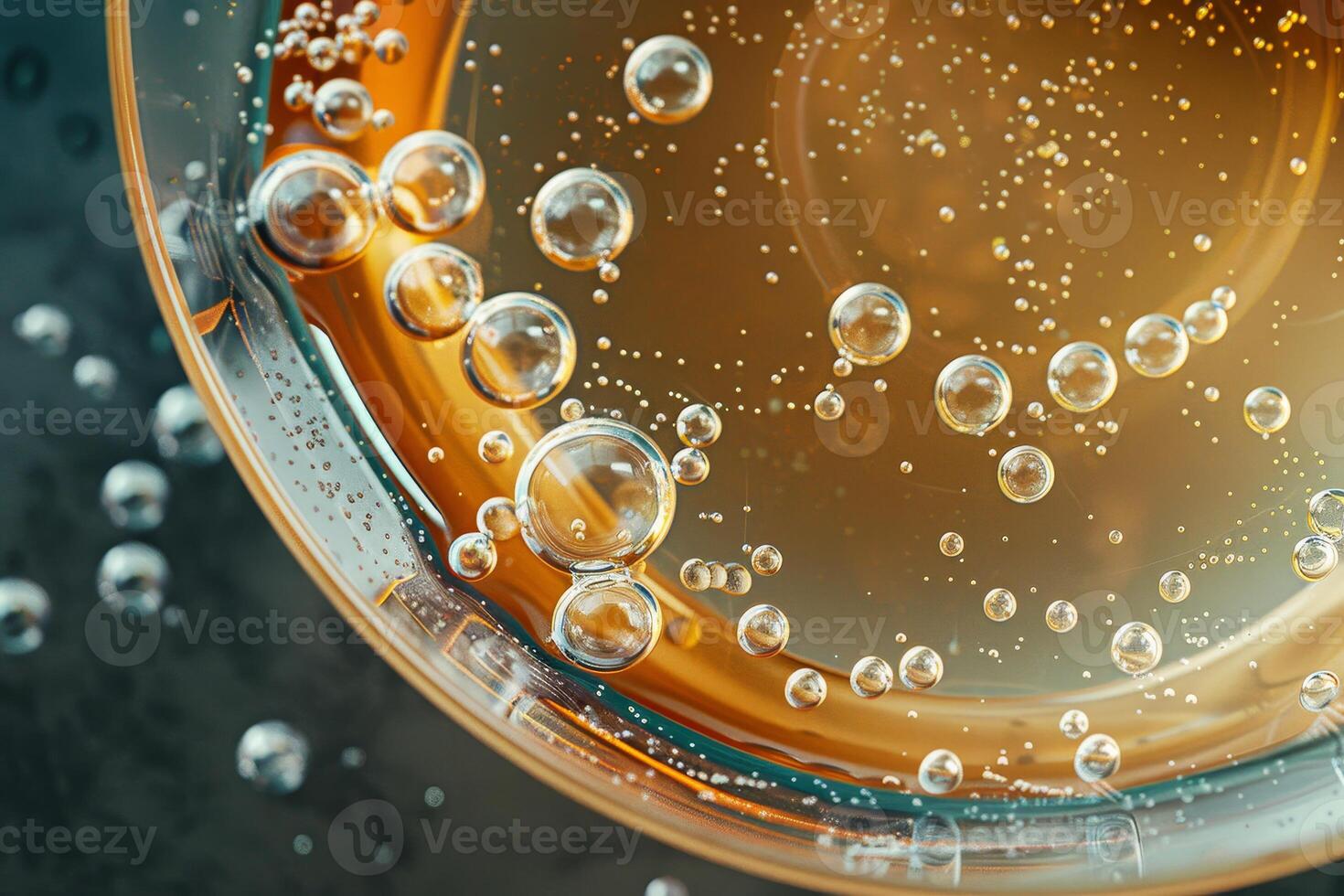 A glass of liquid with bubbles in it photo
