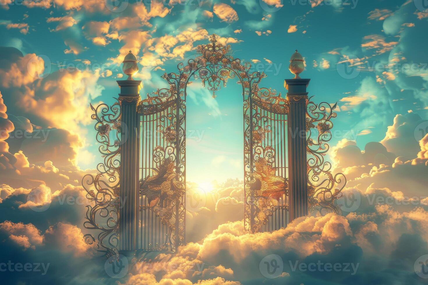 The gate to heaven in the clouds photo