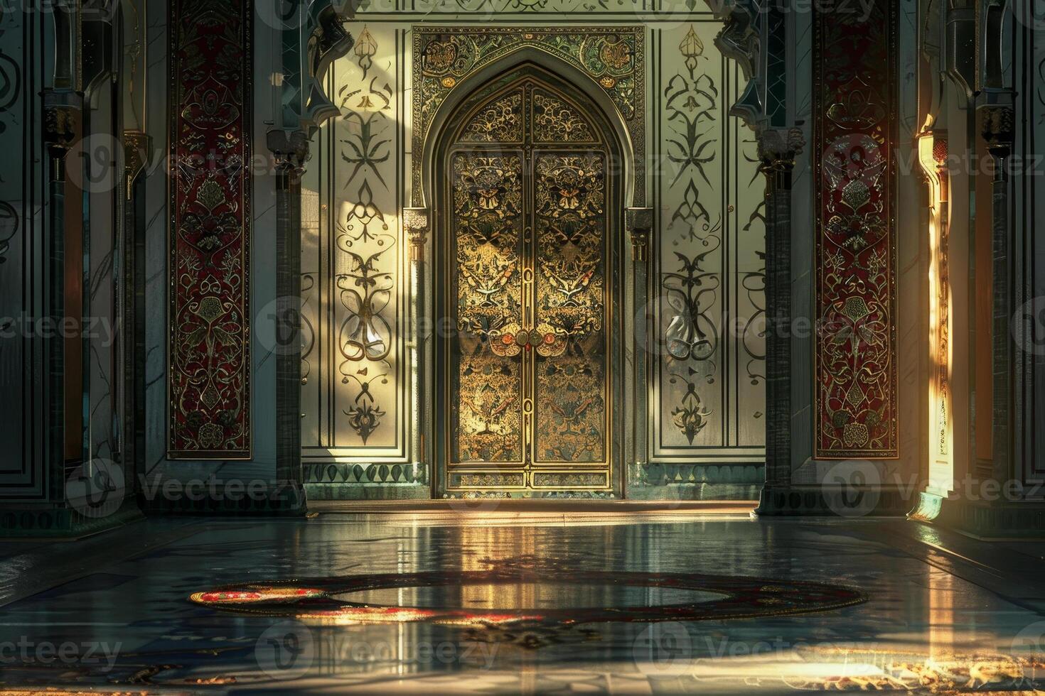 The entrance to a palace with ornate doors photo
