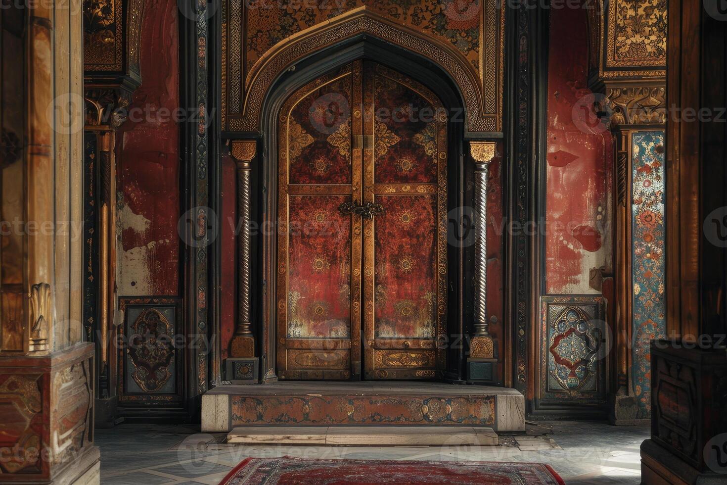 The entrance to a palace with ornate doors photo
