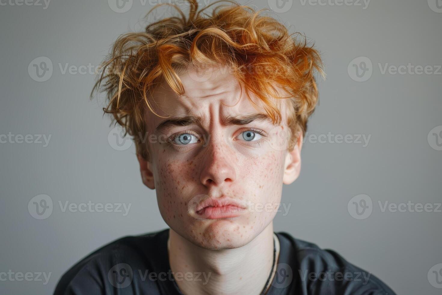 A young man with red hair and freckles photo