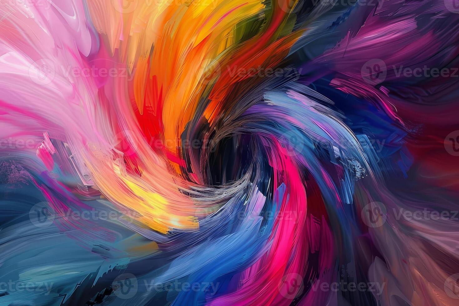 Abstract swirl of paint on a black background photo