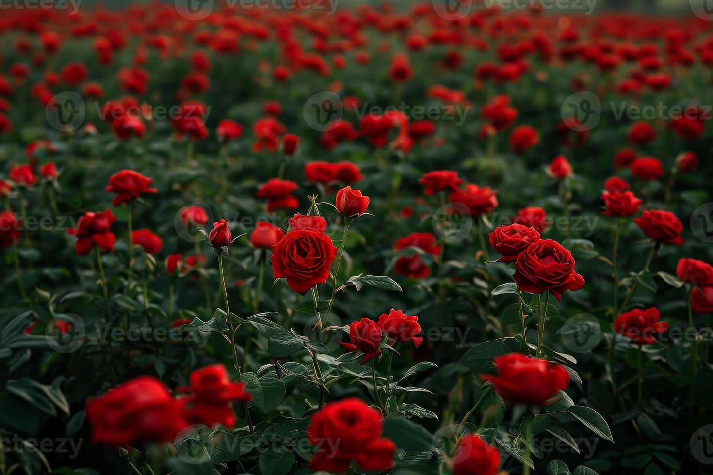 A field of red roses photo