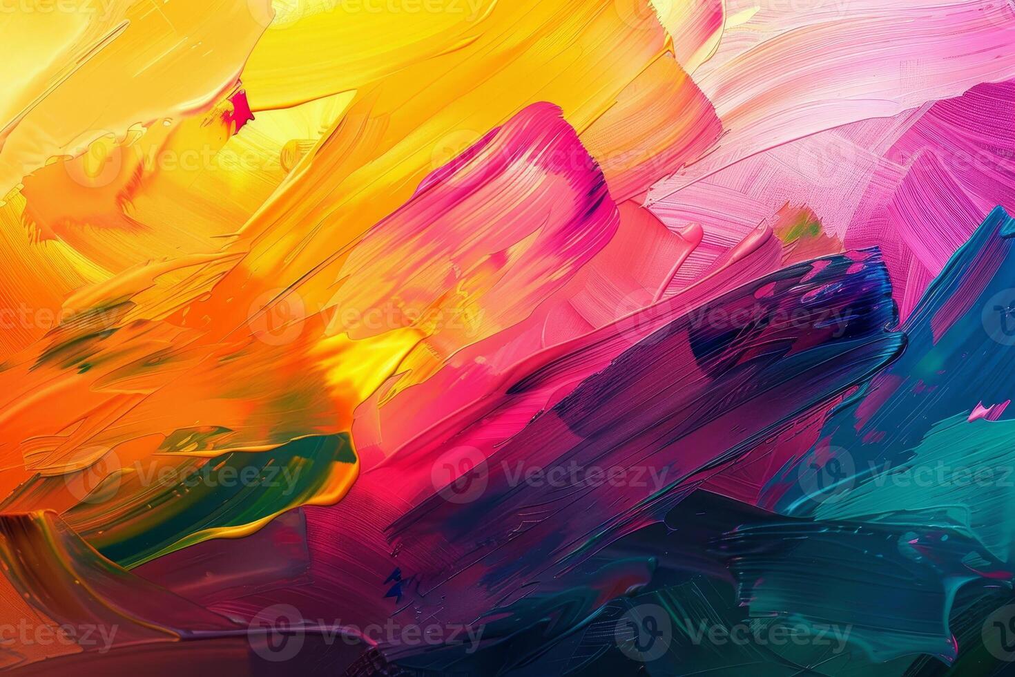 Colorful abstract painting with a bright yellow, orange and red color photo