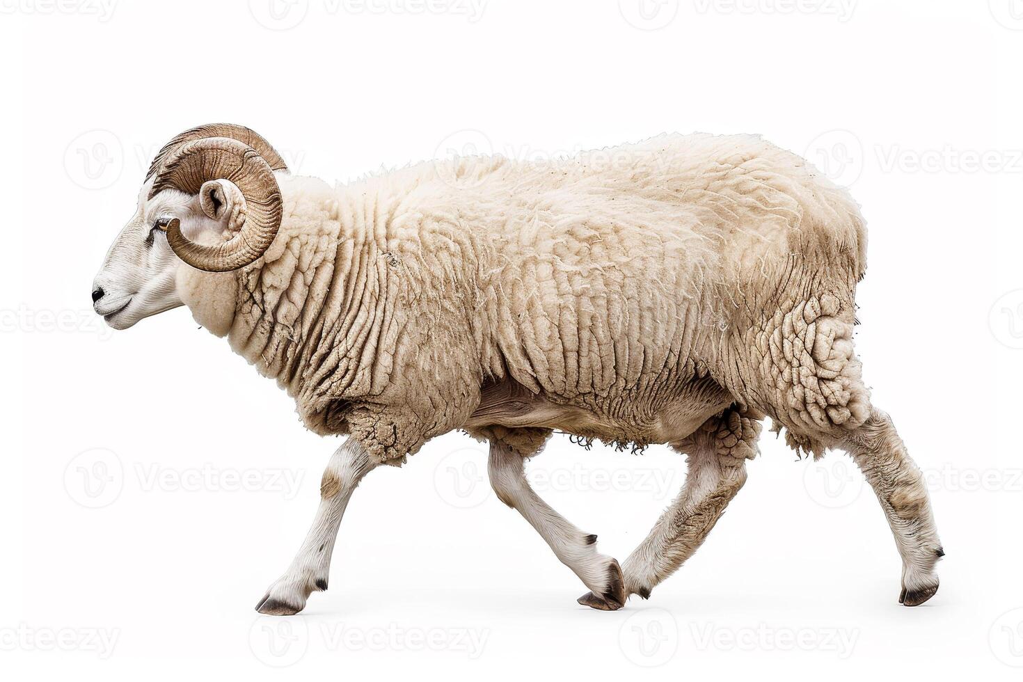 A ram walking on a white background photo