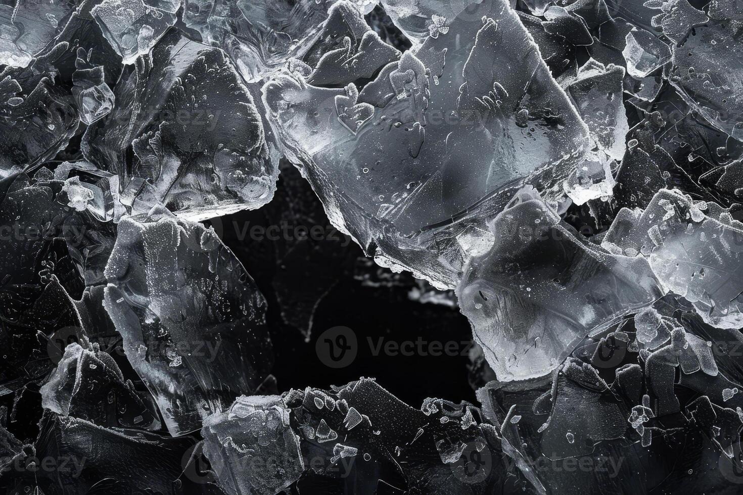A close up of ice crystals on a black background photo