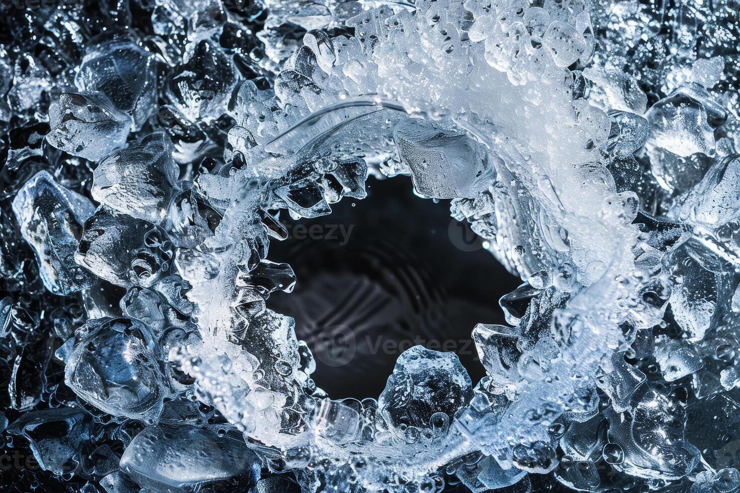 A hole in a frozen body of water photo