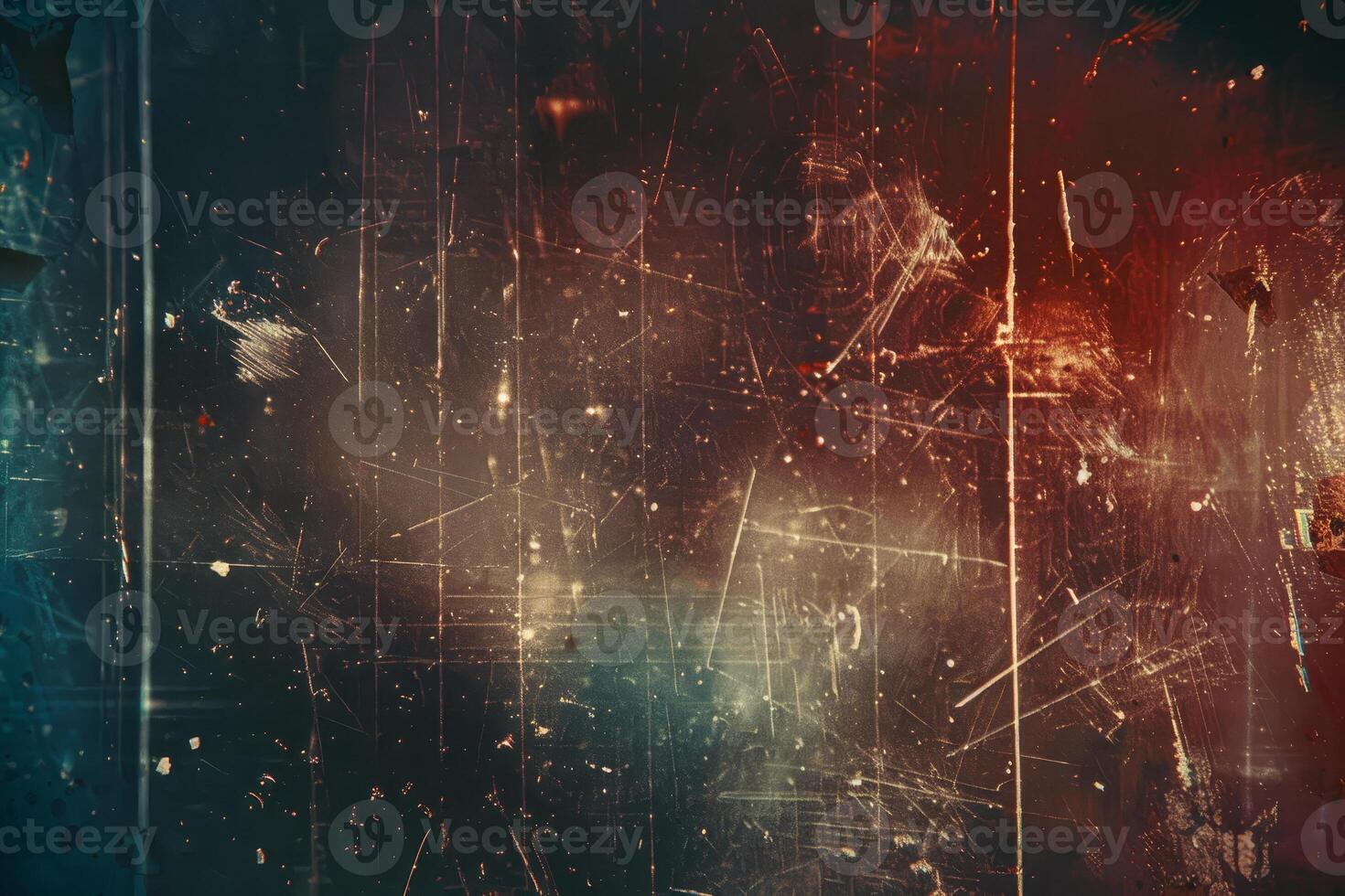 A blurry, grainy, and dirty background with a few red and blue splotches photo