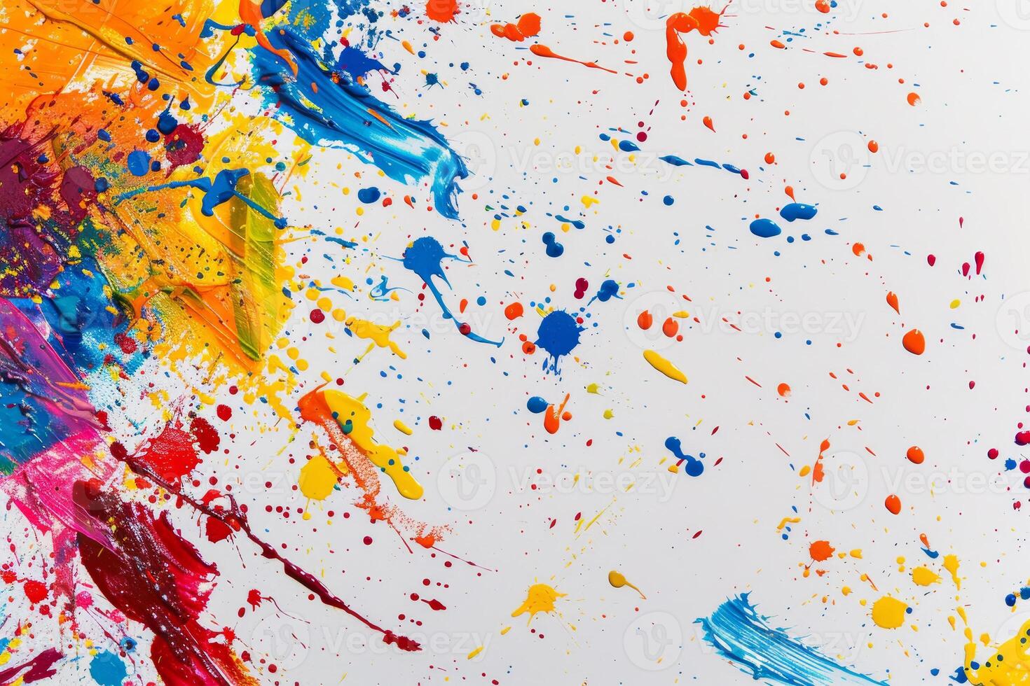 Colorful paint splatter background with copy space photo