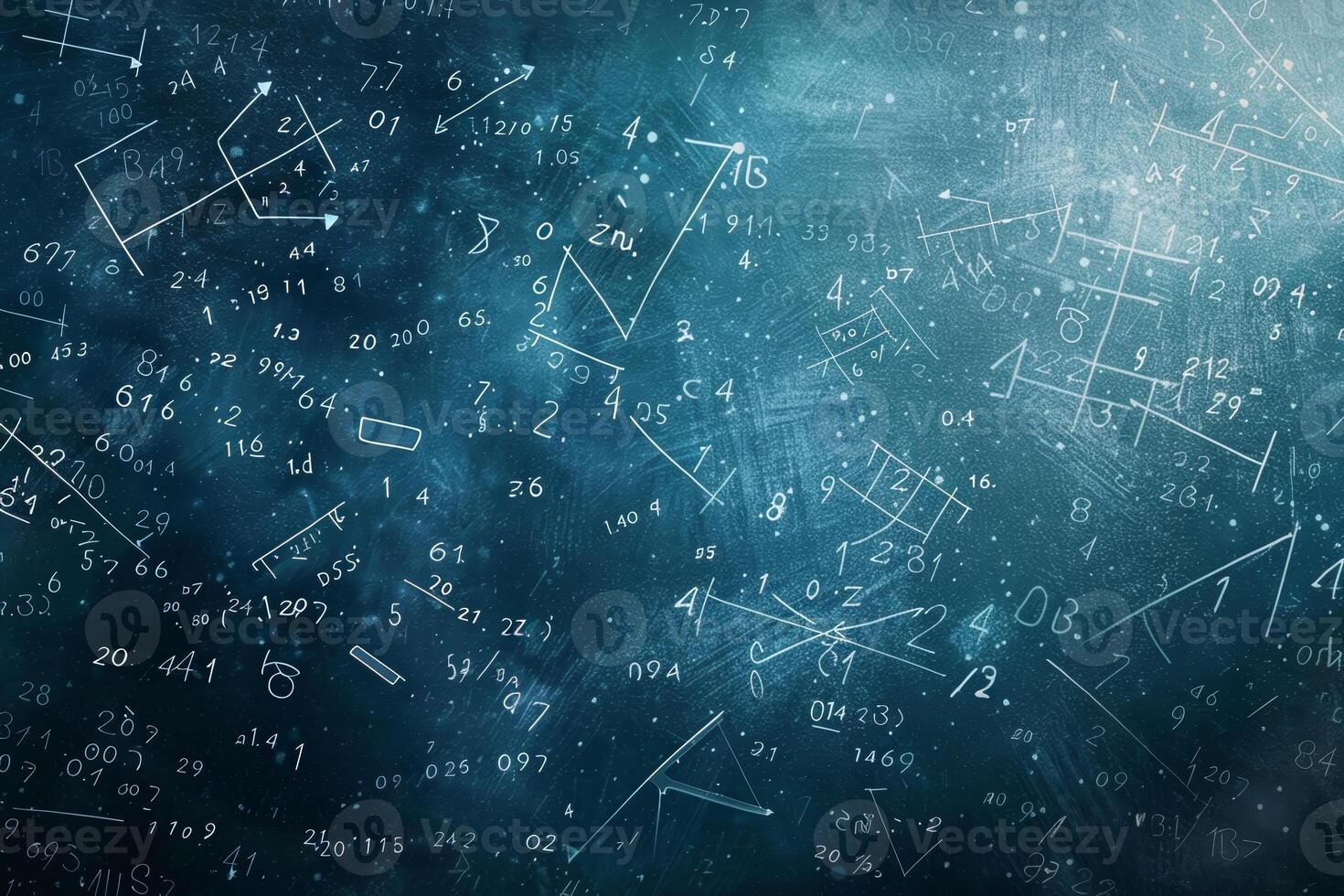 A blue background with many numbers and shapes photo