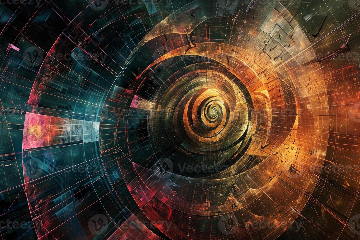 A spiral of colors and shapes that looks like a tunnel photo