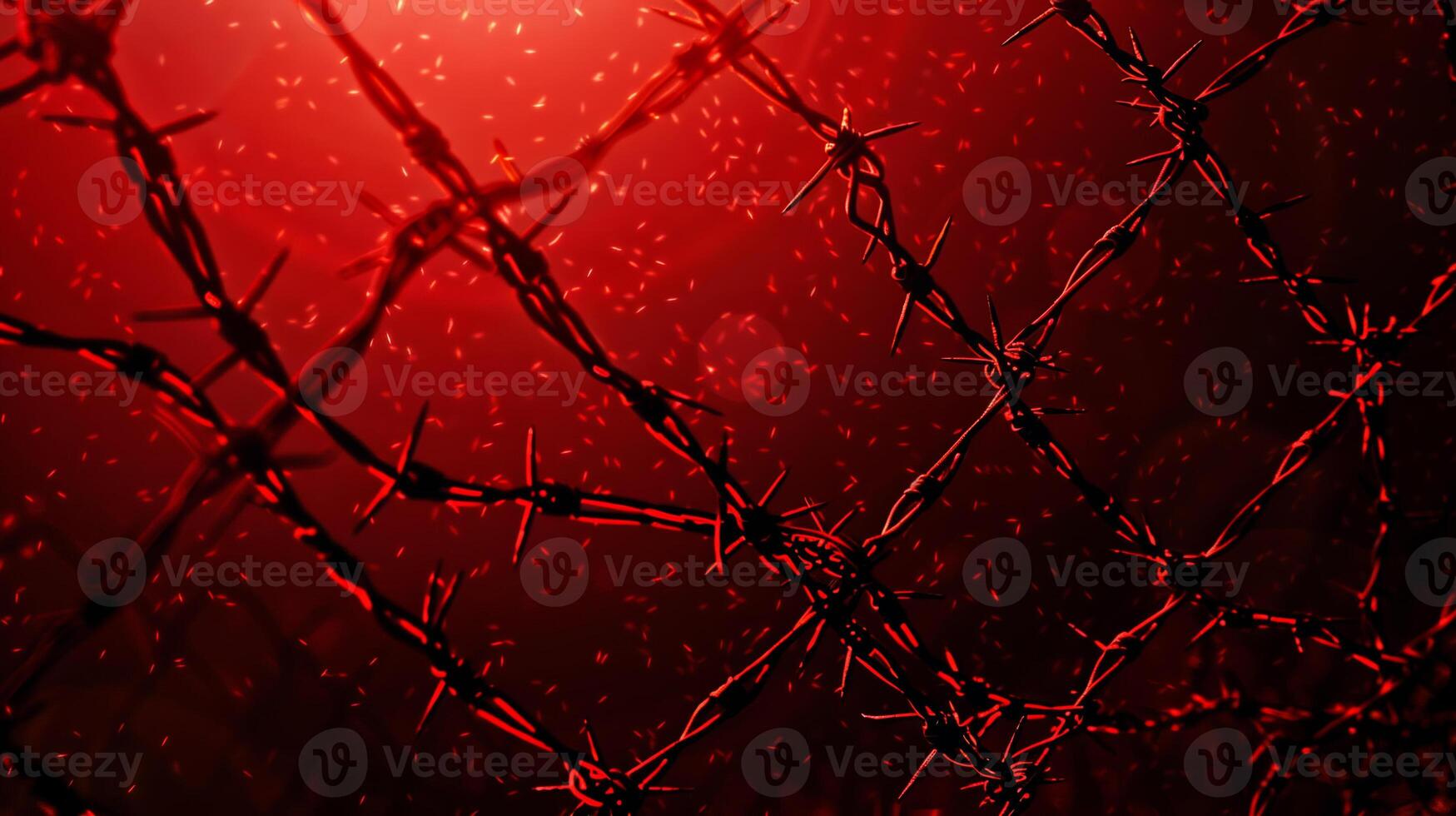 A red background with a red wire fence photo