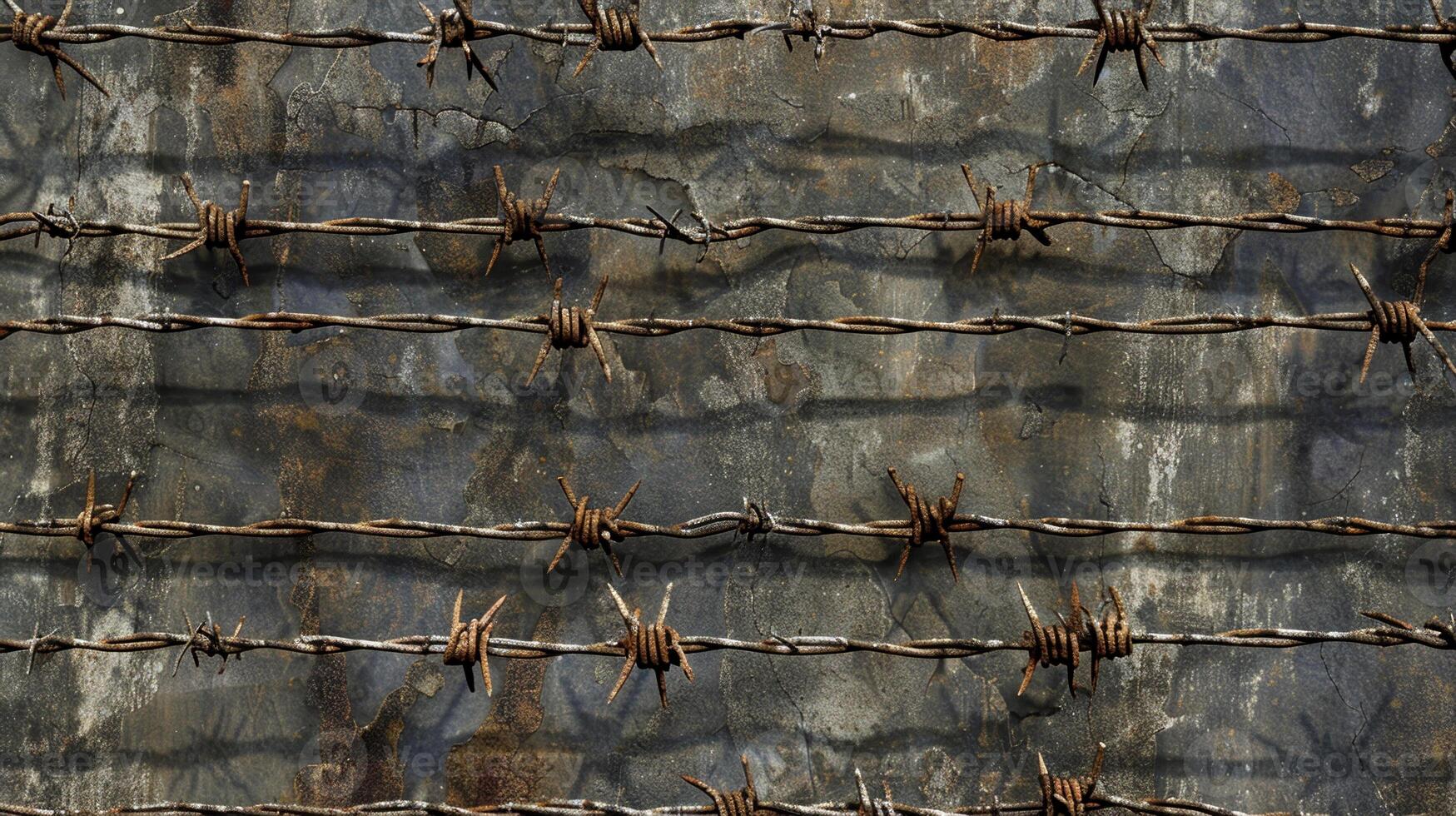 A wall with a lot of barbed wire on it photo