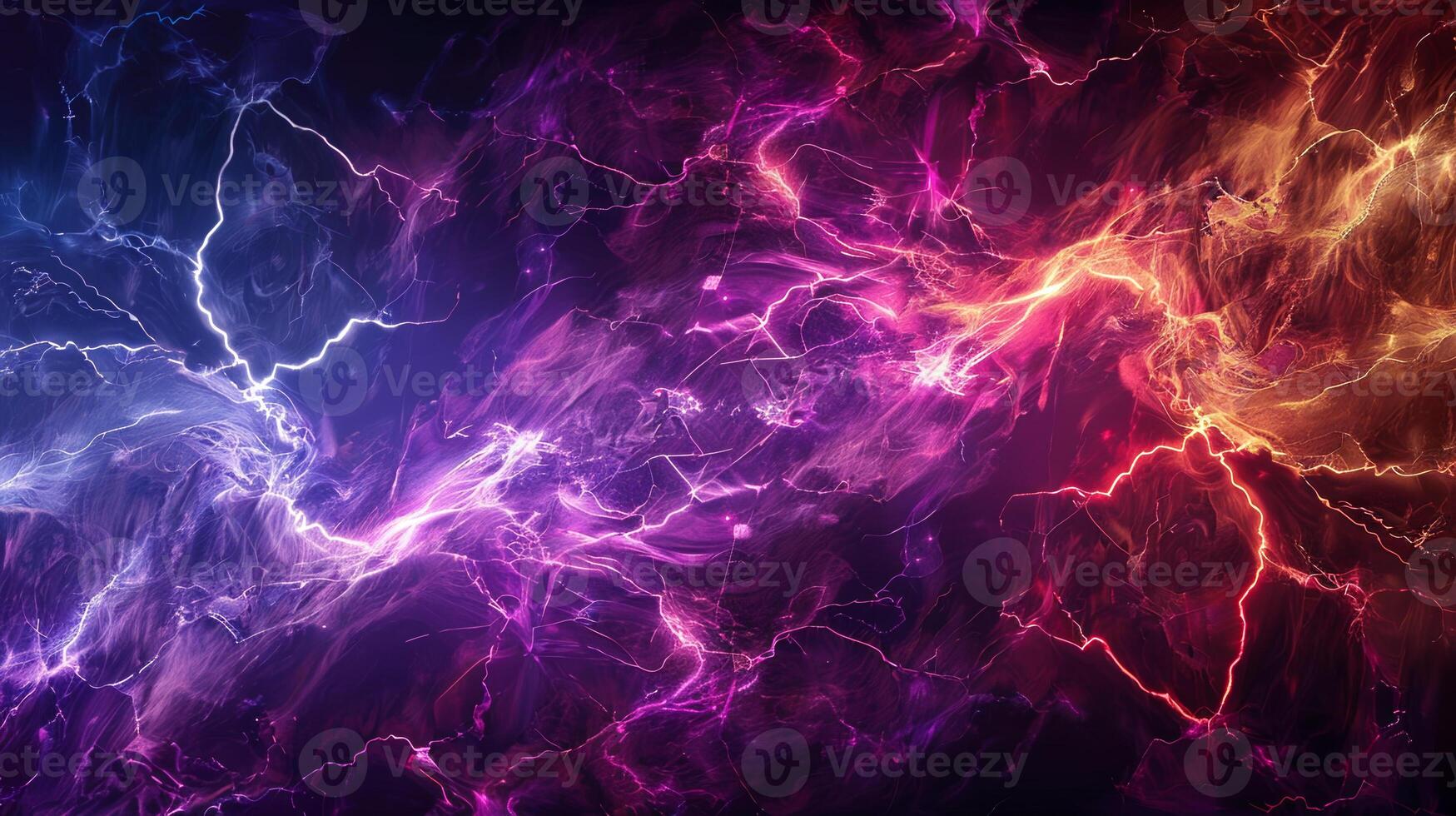 Lightning and fire in the dark background photo