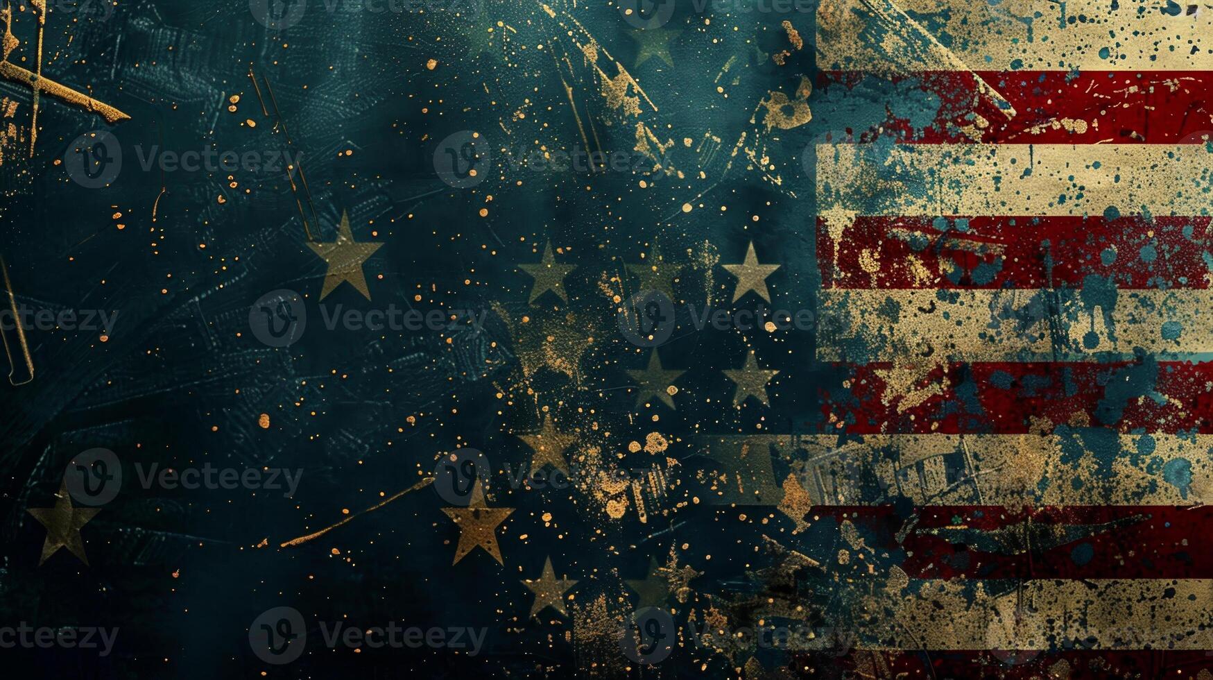 A blue and red American flag with stars on it photo