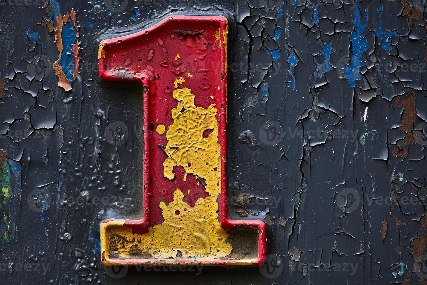 The number one painted on a wooden wall photo