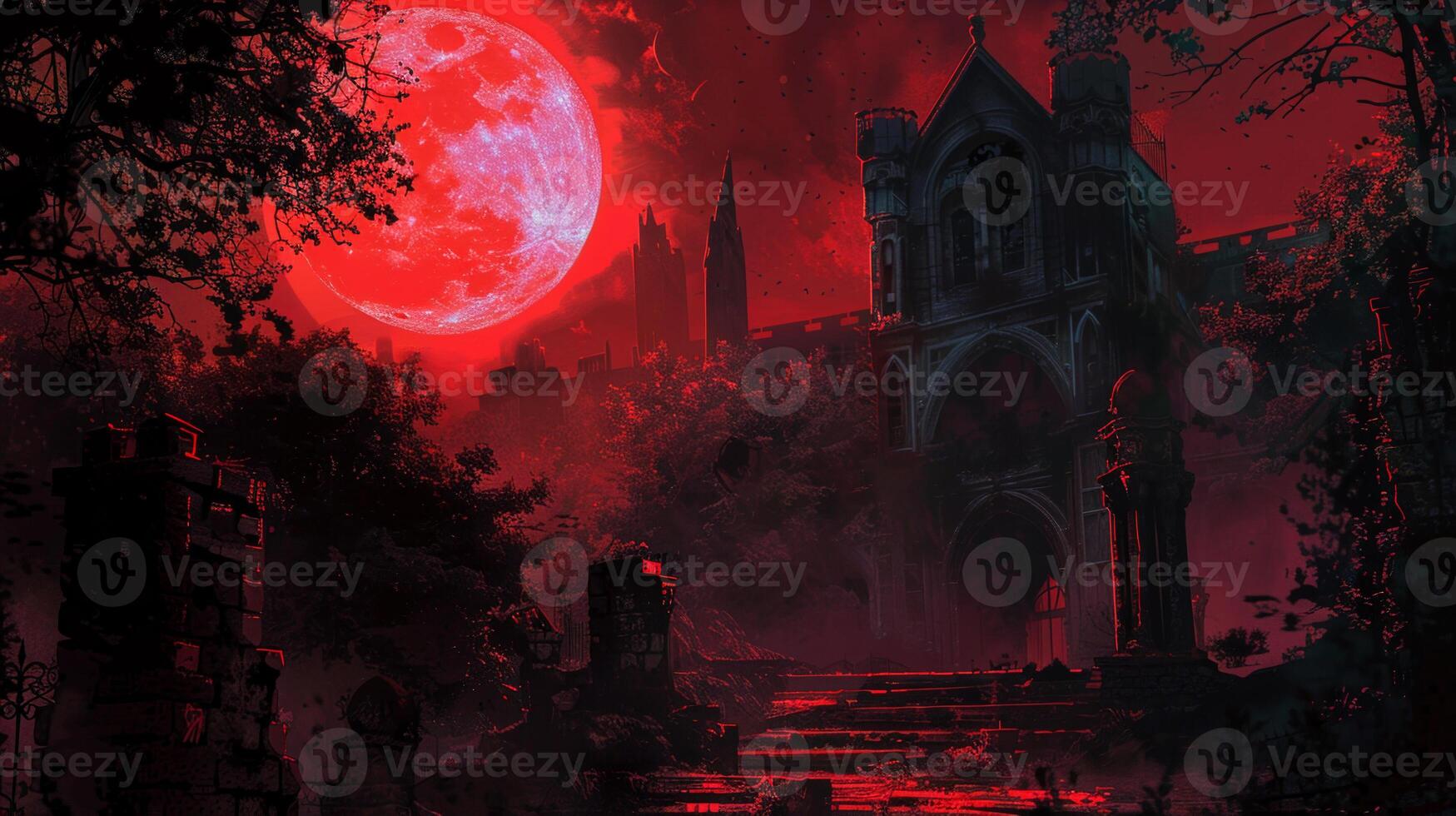 The scene is dark and eerie, with a sense of foreboding and danger photo